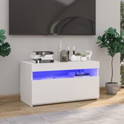 Berkfield Home TV Cabinet with LED Lights High Gloss White 75x35x40 cm - Size: 75 x 35 x 40 cm