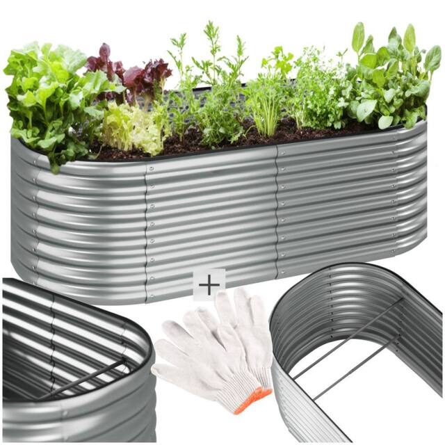tectake Raised Bed Galvanized Steel 200 X 60 X 100 Cm in Silver - image 1