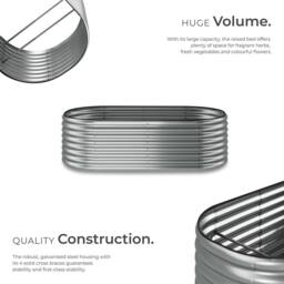 tectake Raised Bed Galvanized Steel 200 X 60 X 100 Cm in Silver - thumbnail 3