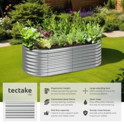 tectake Raised Bed Galvanized Steel 200 X 60 X 100 Cm in Silver - thumbnail 2