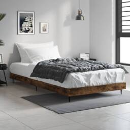 Berkfield Home Bed Frame Smoked Oak 100x200 cm Engineered Wood in Brown - thumbnail 2