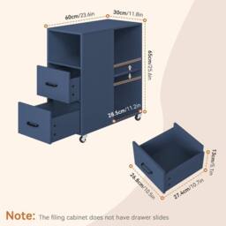 KORVIXA Blue Mobile File Cabinet, Office Filing Cabinet - Size: 100 cm x 100 cm - thumbnail 2