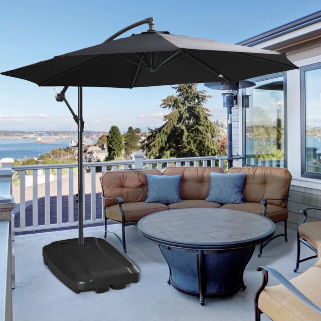 OUTSUNNY Parasol Base w/ Wheels Water & Sand, Up to 75kg / 100kg, Black