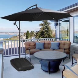 OUTSUNNY Parasol Base w/ Wheels Water & Sand, Up to 75kg / 100kg, Black - thumbnail 1