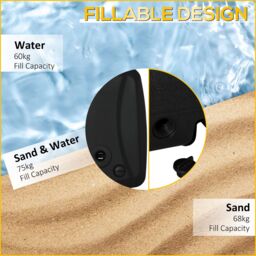 OUTSUNNY Parasol Base w/ Wheels Water & Sand, Up to 75kg / 100kg, Black - thumbnail 5