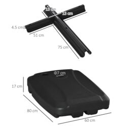 OUTSUNNY Parasol Base w/ Wheels Water & Sand, Up to 75kg / 100kg, Black - thumbnail 3