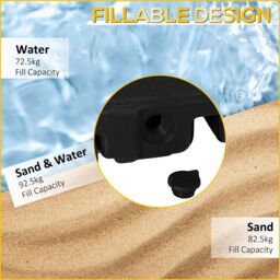 OUTSUNNY Parasol Base w/ Wheels Water & Sand, Up to 75kg / 100kg, Black - thumbnail 6