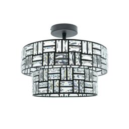 ValueLights Elise Acrylic Jewel Two Tier Ceiling Pendant Light in Black - thumbnail 2