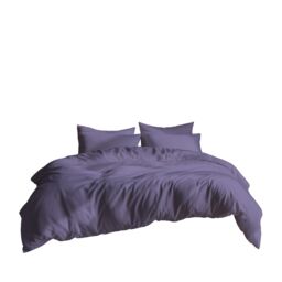 Snug City Plain Dyed Easy Care Polycotton Duvet Cover & Pillowcase/s Set Bed Linen in Lilac - Size: Super King - thumbnail 2