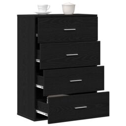 Berkfield Home Sideboard with Drawer Black oak 60 x 31 x 84 cm Particle board - thumbnail 3
