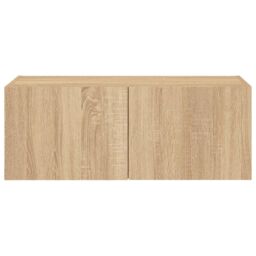 Berkfield Home TV Wall Cabinet with LED Lights Sonoma Oak 80x35x31 cm in Brown - Size: 80 x 35 x 31 cm - thumbnail 9