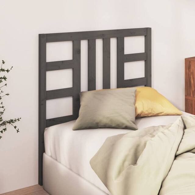 Berkfield Home Beautiful Bed Headboard Grey 96x4x100 cm Solid Wood Pine - Size: 96 x 4 x 100 cm - image 1