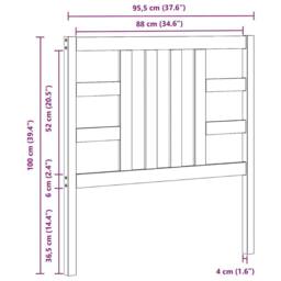 Berkfield Home Beautiful Bed Headboard Grey 96x4x100 cm Solid Wood Pine - Size: 96 x 4 x 100 cm - thumbnail 9