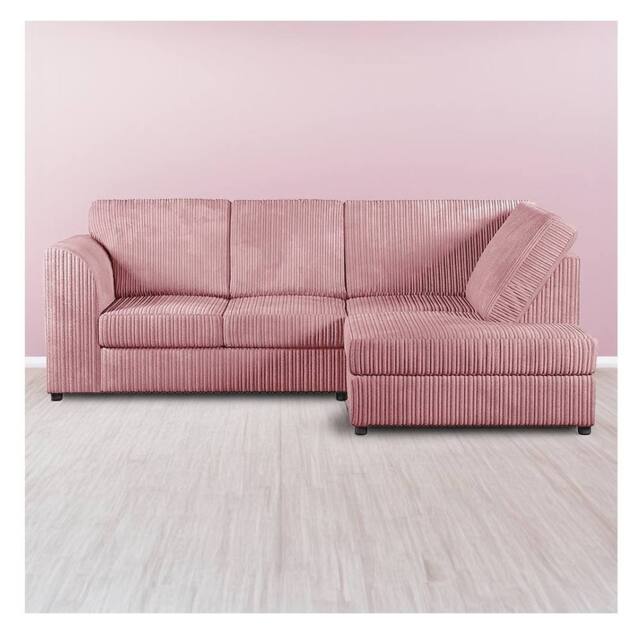 Furniture 786 Hannah Jumbo Cord Full Back 4 Seater Right Hand Facing Corner Sofa in Pink - image 1