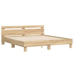 Berkfield Home Bed Frame with LED without Mattress Sonoma Oak 200x200 cm in Light Oak - thumbnail 6