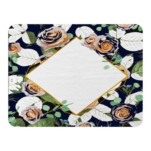 Benjamin Tate Design Decorative Flowers On Navy Blanket in Natural - Size: 120 cm x 150 cm - image 1