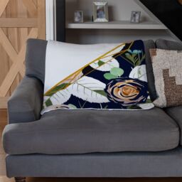 Benjamin Tate Design Decorative Flowers On Navy Blanket in Natural - Size: 120 cm x 150 cm - thumbnail 2