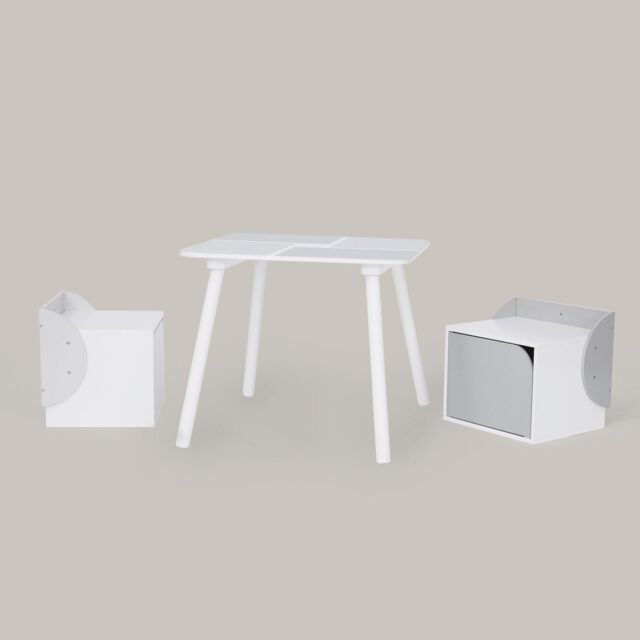 Teamson Kids by Wooden Biscay Table & 2 Chairs with Storage, Gray in Grey - image 1