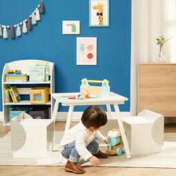 Teamson Kids by Wooden Biscay Table & 2 Chairs with Storage, Gray in Grey - thumbnail 5