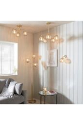 Netlighting Dimple Multi Arm Glass Pendant Light Satin Brass Plate Champagne Lustre Glass in Gold - thumbnail 4