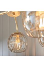 Netlighting Dimple Multi Arm Glass Pendant Light Satin Brass Plate Champagne Lustre Glass in Gold - thumbnail 5