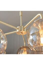 Netlighting Dimple Multi Arm Glass Pendant Light Satin Brass Plate Champagne Lustre Glass in Gold - thumbnail 6