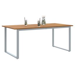 Berkfield Home Outdoor Dining Table Grey 180x90x75 cm Steel&Solid Wood Acacia - Size: 180 x 90 x 75 cm - thumbnail 3