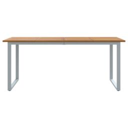 Berkfield Home Outdoor Dining Table Grey 180x90x75 cm Steel&Solid Wood Acacia - Size: 180 x 90 x 75 cm - thumbnail 5