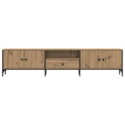 Berkfield Home TV Cabinet with Drawer Artisan Oak 200x25x44 cm Engineered Wood in Brown - Size: 200 x 25 x 44 cm - thumbnail 5