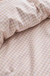 CHRISTY 'Gingham Yarn Dye' Textured Airy Yarn Dye Cotton Duvet Cover Set in Pink - Size: Double - thumbnail 3