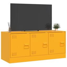 Berkfield Home TV Cabinet Mustard Yellow 99x39x44 cm Steel - Size: 99 x 39 x 44 cm - thumbnail 5