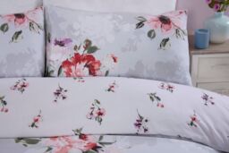 Rapport Home Margot Floral Microfibre Polyester Reversible Duvet Cover Set with Pillowcase in Grey - Size: Single - thumbnail 2