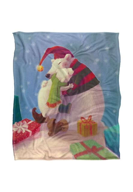 JQ Licensing Lc Christmas Santa Bear Hug Silky Touch Super Soft Throw Blanket 152 X 127 cm in White - image 1