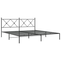 Berkfield Home Metal Bed Frame without Mattress with Headboard Black 183x213cm - Size: 183x213 cm - thumbnail 3