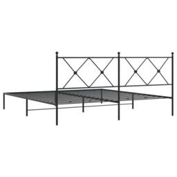 Berkfield Home Metal Bed Frame without Mattress with Headboard Black 183x213cm - Size: 183x213 cm - thumbnail 6