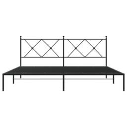 Berkfield Home Metal Bed Frame without Mattress with Headboard Black 183x213cm - Size: 183x213 cm - thumbnail 4