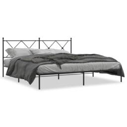 Berkfield Home Metal Bed Frame without Mattress with Headboard Black 183x213cm - Size: 183x213 cm - thumbnail 1
