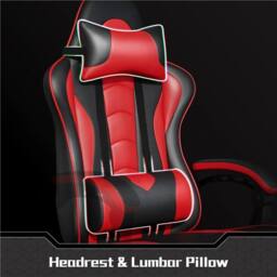 VOGREX Black & Red Massage Gaming Chair Lumbar Support Linkage Armrests - thumbnail 3