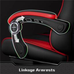 VOGREX Black & Red Massage Gaming Chair Lumbar Support Linkage Armrests - thumbnail 4