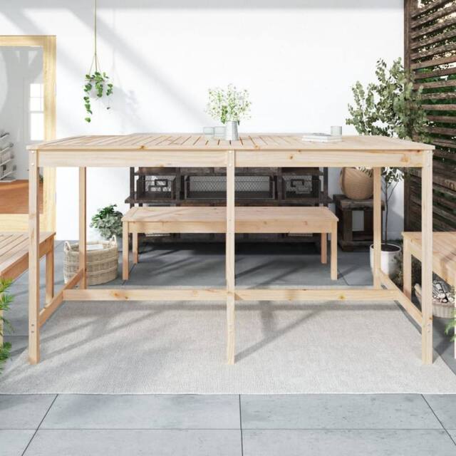Berkfield Home Garden Table 203.5x90x110 cm Solid Wood Pine in Natural - image 1