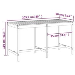 Berkfield Home Garden Table 203.5x90x110 cm Solid Wood Pine in Natural - thumbnail 7
