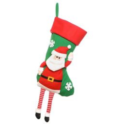 Dibor Set of 2 Red Santa Hanging Legs Christmas Gift Bag Christmas Stockings in Green - Size: 2 Pack - thumbnail 2