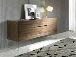 Angel Cerda Walnut Sideboard, Tempered Glass Legs, 180 x 45 x 85 cm in Brown - thumbnail 5