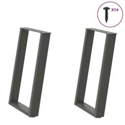 Berkfield Home Modern vidXL Dining Table Legs U-Shaped 2 pcs Anthracite 50x(72-7 in Dark Grey - thumbnail 2