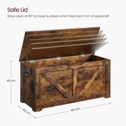 KORVIXA Storage Chest Storage Bench Toy Chest Box in Brown - Size: 100 cm - thumbnail 2