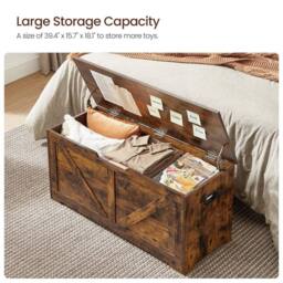 KORVIXA Storage Chest Storage Bench Toy Chest Box in Brown - Size: 100 cm - thumbnail 3