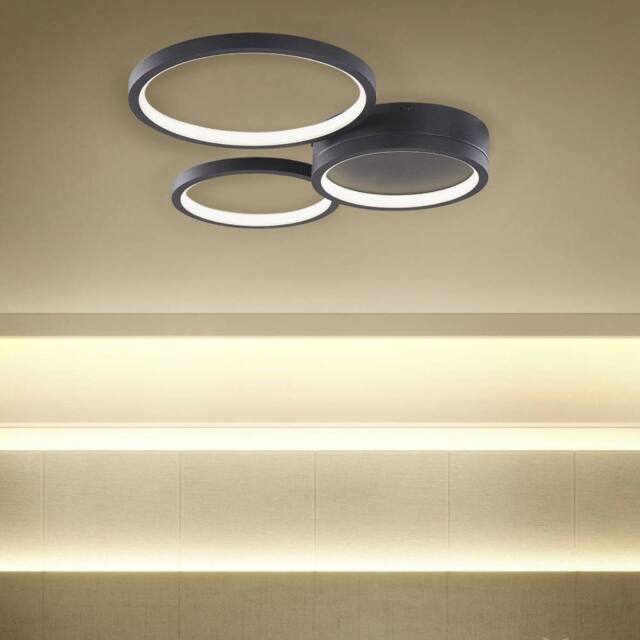Wyld and Coco Round 3-Shade Ceiling Light Black Steel with Integrated LED - image 1