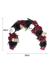 Living and Home Scary Prelit Skull Halloween Arch Wreath Home Decoration in Black - thumbnail 6
