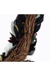 Living and Home Scary Prelit Skull Halloween Arch Wreath Home Decoration in Black - thumbnail 5