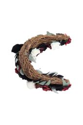Living and Home Scary Prelit Skull Halloween Arch Wreath Home Decoration in Black - thumbnail 4